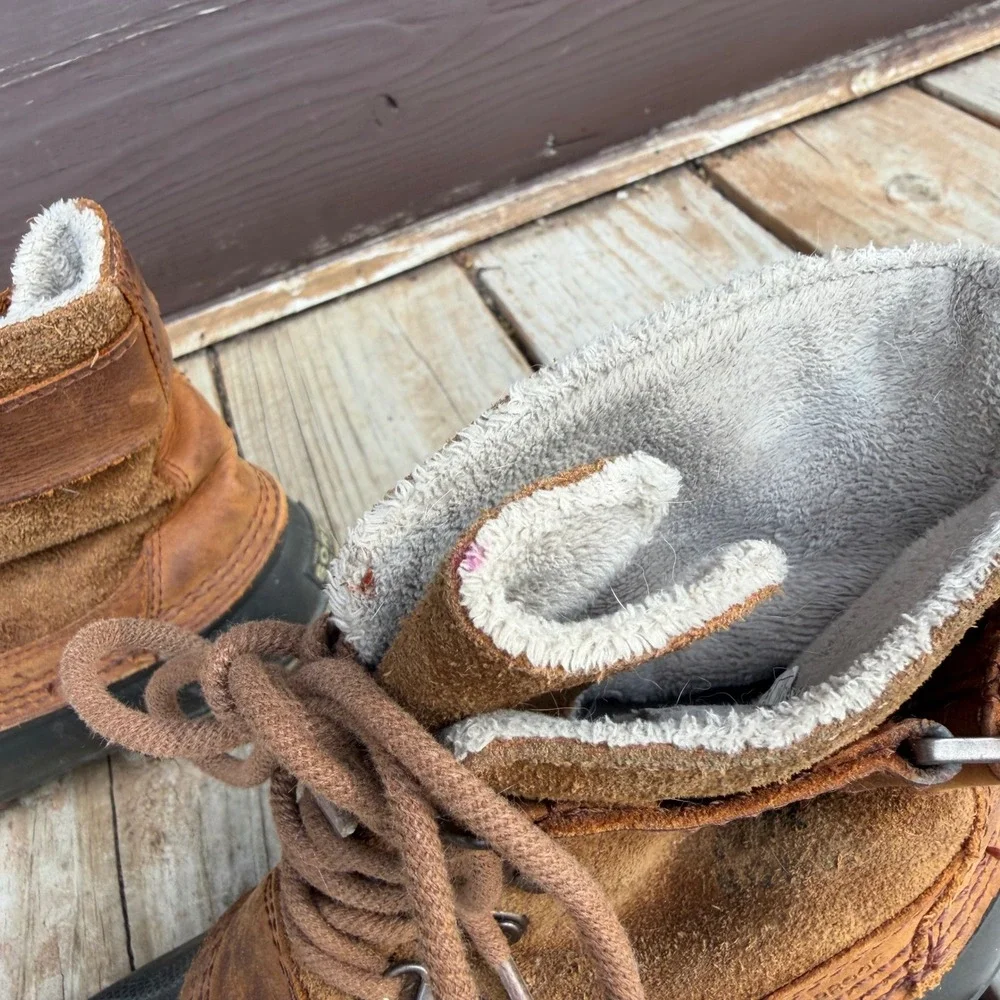 Sorel Winter Fancy Lace II Boots Duck Boots 7.5 Elk Grizzly Bear Waterproof